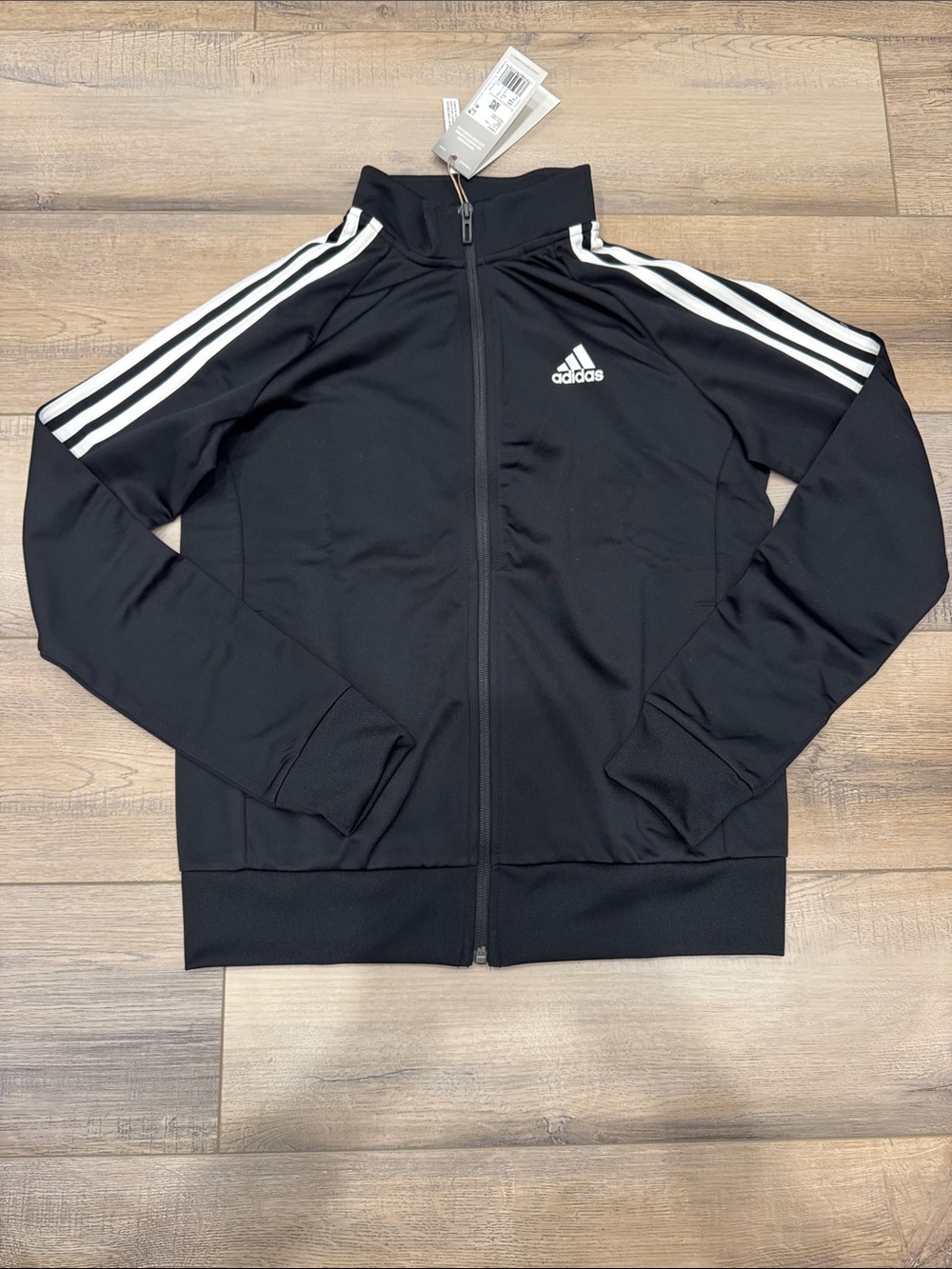 adidas Black Jacket with White Three-Stripe Detailing